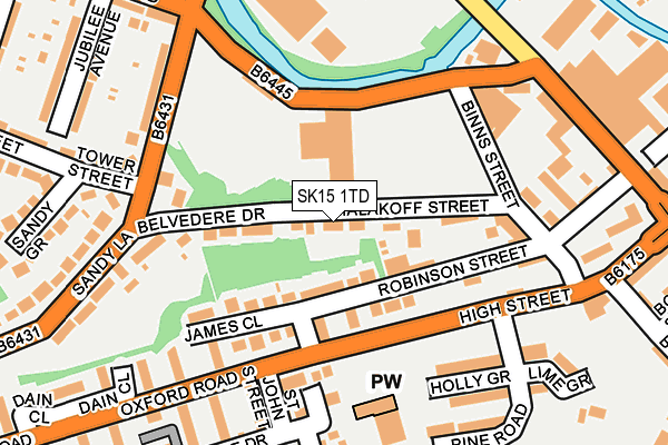 SK15 1TD map - OS OpenMap – Local (Ordnance Survey)