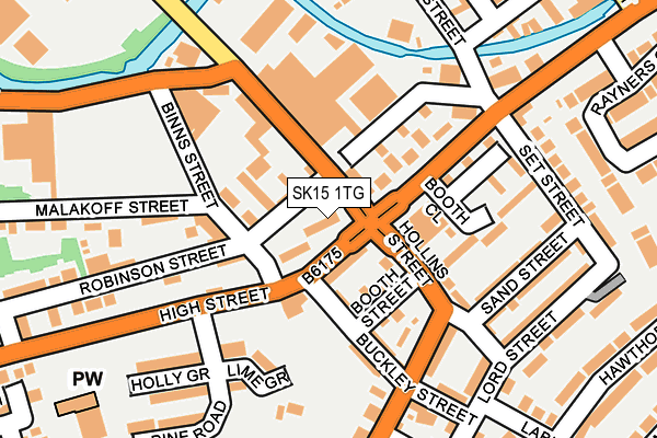 SK15 1TG map - OS OpenMap – Local (Ordnance Survey)