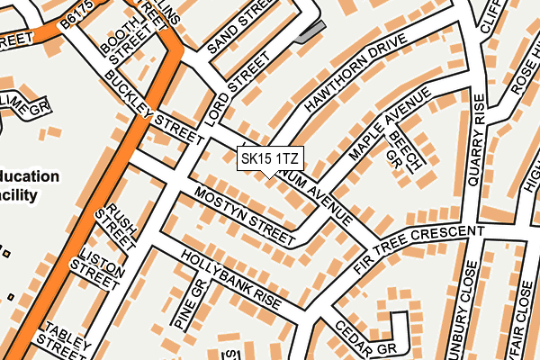 SK15 1TZ map - OS OpenMap – Local (Ordnance Survey)