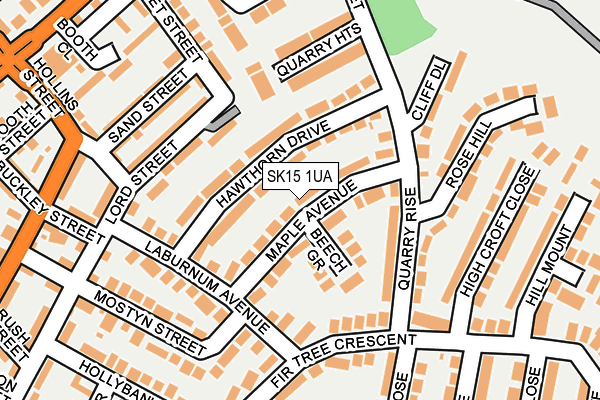 SK15 1UA map - OS OpenMap – Local (Ordnance Survey)