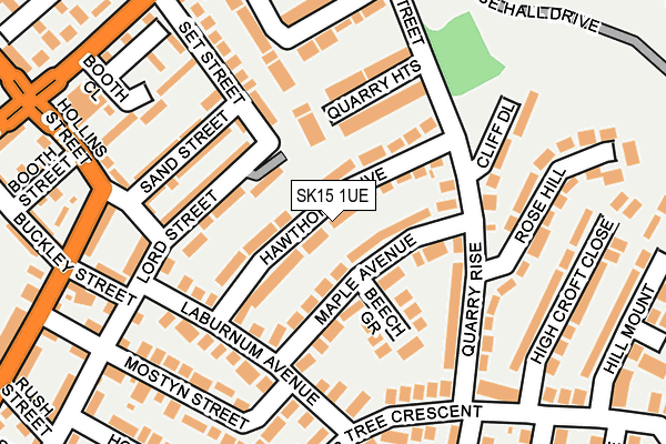 SK15 1UE map - OS OpenMap – Local (Ordnance Survey)