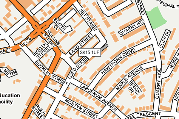 SK15 1UF map - OS OpenMap – Local (Ordnance Survey)