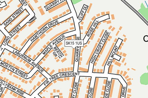 SK15 1US map - OS OpenMap – Local (Ordnance Survey)