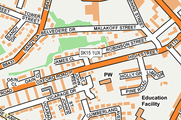 SK15 1UX map - OS OpenMap – Local (Ordnance Survey)