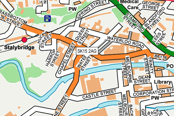 SK15 2AG map - OS OpenMap – Local (Ordnance Survey)