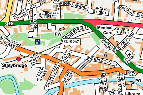 SK15 2AZ map - OS OpenMap – Local (Ordnance Survey)