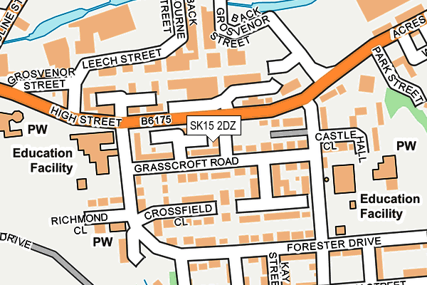 SK15 2DZ map - OS OpenMap – Local (Ordnance Survey)