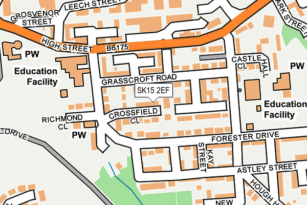 SK15 2EF map - OS OpenMap – Local (Ordnance Survey)