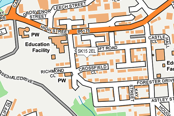 SK15 2EL map - OS OpenMap – Local (Ordnance Survey)