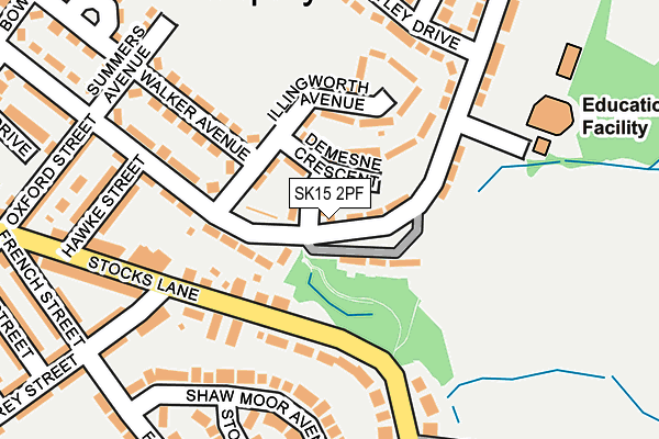 SK15 2PF map - OS OpenMap – Local (Ordnance Survey)