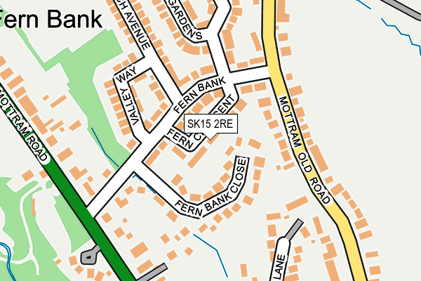 SK15 2RE map - OS OpenMap – Local (Ordnance Survey)