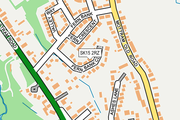 SK15 2RZ map - OS OpenMap – Local (Ordnance Survey)