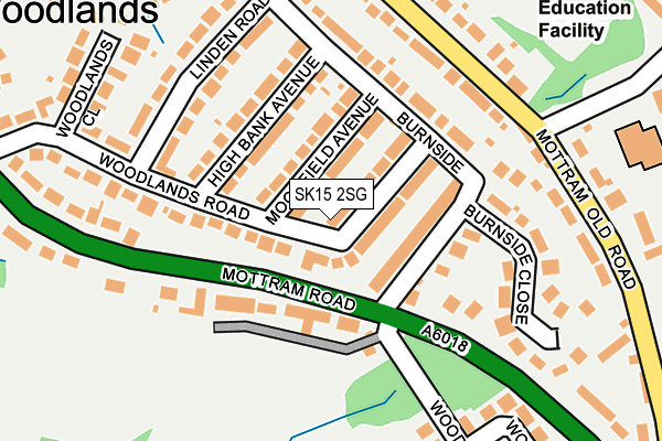 SK15 2SG map - OS OpenMap – Local (Ordnance Survey)