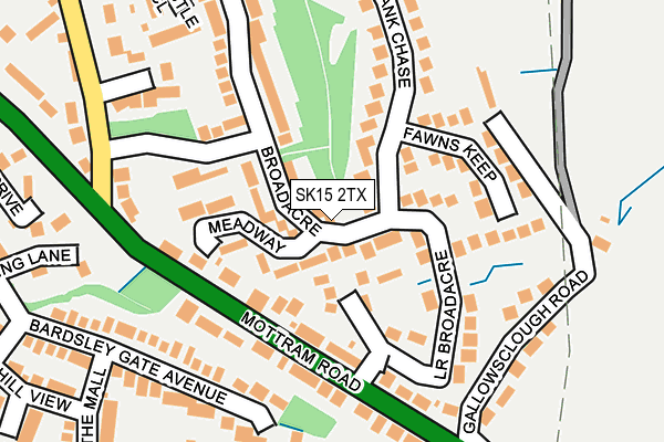 SK15 2TX map - OS OpenMap – Local (Ordnance Survey)