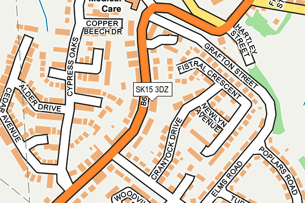 SK15 3DZ map - OS OpenMap – Local (Ordnance Survey)