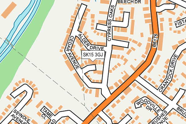 SK15 3GJ map - OS OpenMap – Local (Ordnance Survey)