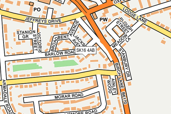 SK16 4AB map - OS OpenMap – Local (Ordnance Survey)