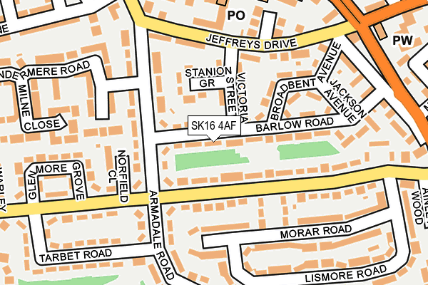 SK16 4AF map - OS OpenMap – Local (Ordnance Survey)
