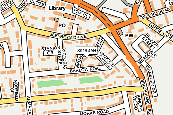 SK16 4AH map - OS OpenMap – Local (Ordnance Survey)