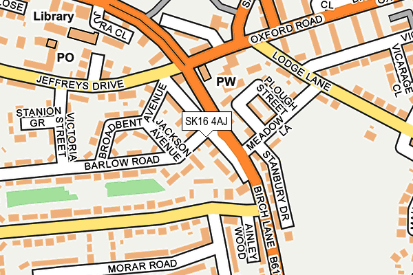 SK16 4AJ map - OS OpenMap – Local (Ordnance Survey)