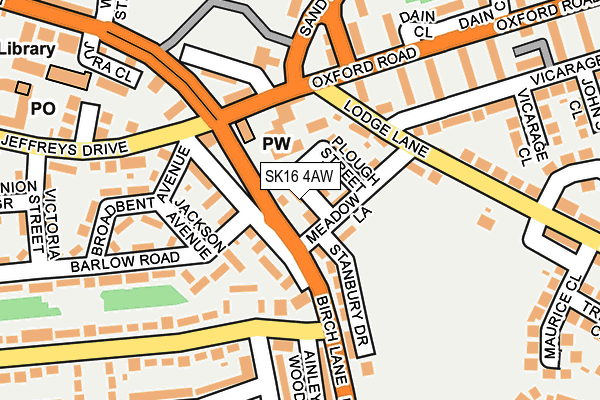 SK16 4AW map - OS OpenMap – Local (Ordnance Survey)