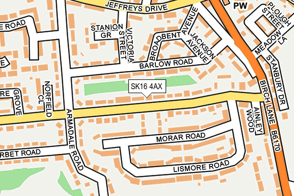 SK16 4AX map - OS OpenMap – Local (Ordnance Survey)