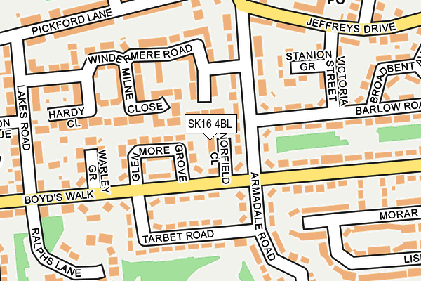 SK16 4BL map - OS OpenMap – Local (Ordnance Survey)