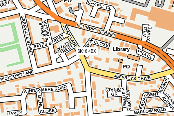 SK16 4BX map - OS OpenMap – Local (Ordnance Survey)