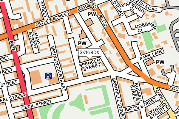 SK16 4DX map - OS OpenMap – Local (Ordnance Survey)