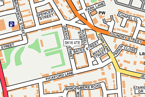 SK16 4TE map - OS OpenMap – Local (Ordnance Survey)