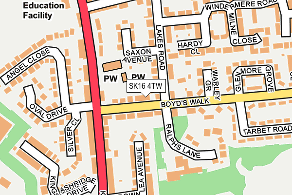 SK16 4TW map - OS OpenMap – Local (Ordnance Survey)