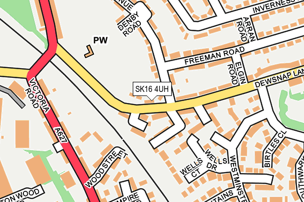SK16 4UH map - OS OpenMap – Local (Ordnance Survey)
