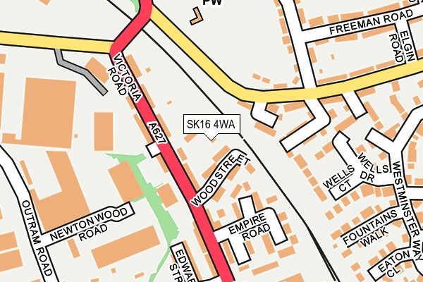 SK16 4WA map - OS OpenMap – Local (Ordnance Survey)