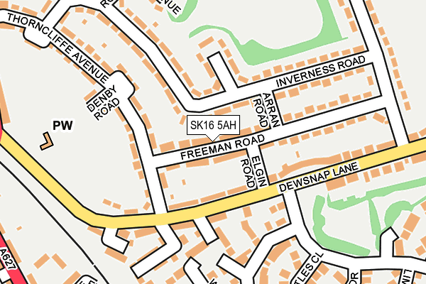 SK16 5AH map - OS OpenMap – Local (Ordnance Survey)