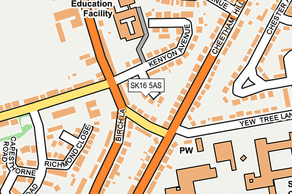 SK16 5AS map - OS OpenMap – Local (Ordnance Survey)