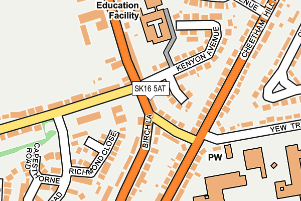 SK16 5AT map - OS OpenMap – Local (Ordnance Survey)
