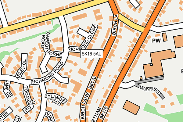 SK16 5AU map - OS OpenMap – Local (Ordnance Survey)
