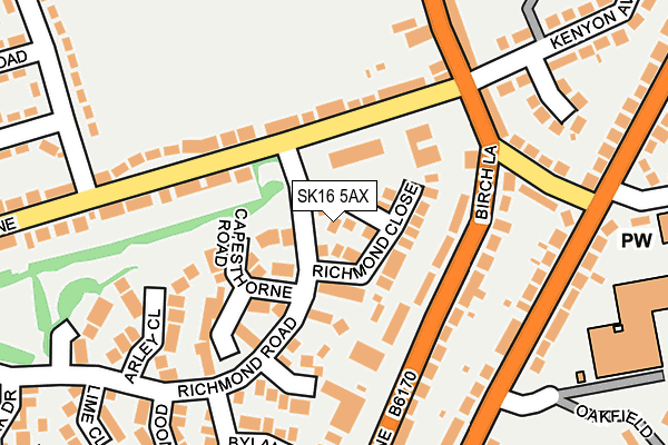 SK16 5AX map - OS OpenMap – Local (Ordnance Survey)