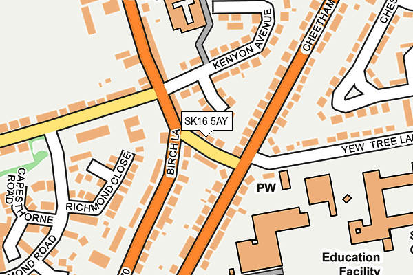 SK16 5AY map - OS OpenMap – Local (Ordnance Survey)