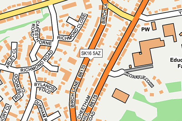 SK16 5AZ map - OS OpenMap – Local (Ordnance Survey)