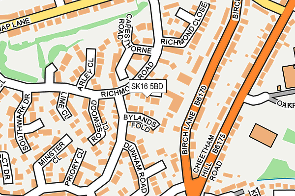 SK16 5BD map - OS OpenMap – Local (Ordnance Survey)