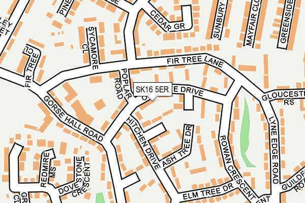 SK16 5ER map - OS OpenMap – Local (Ordnance Survey)