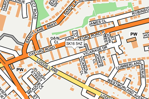 SK16 5HZ map - OS OpenMap – Local (Ordnance Survey)