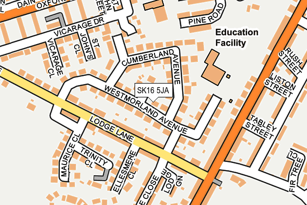 SK16 5JA map - OS OpenMap – Local (Ordnance Survey)