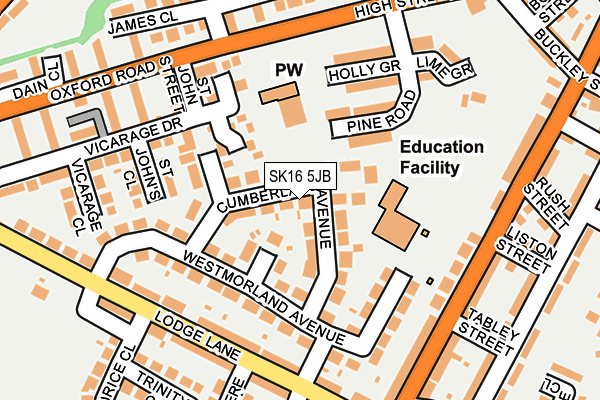 SK16 5JB map - OS OpenMap – Local (Ordnance Survey)