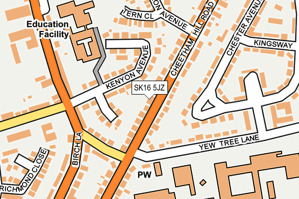 SK16 5JZ map - OS OpenMap – Local (Ordnance Survey)