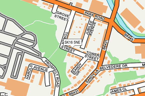 SK16 5NE map - OS OpenMap – Local (Ordnance Survey)