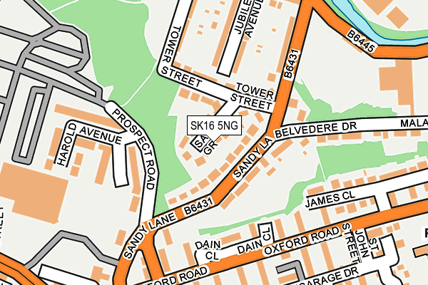SK16 5NG map - OS OpenMap – Local (Ordnance Survey)