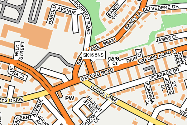 SK16 5NS map - OS OpenMap – Local (Ordnance Survey)