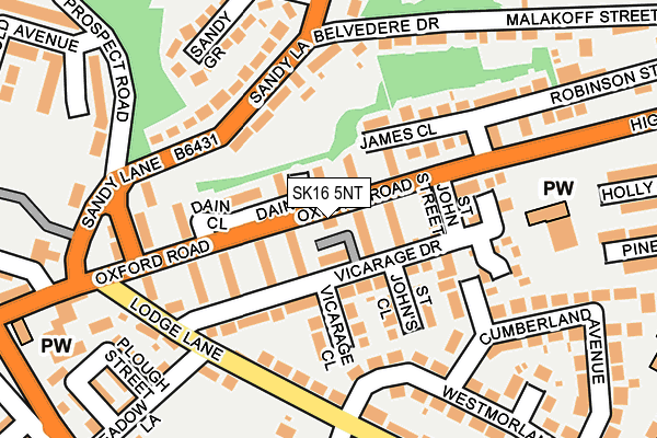 SK16 5NT map - OS OpenMap – Local (Ordnance Survey)